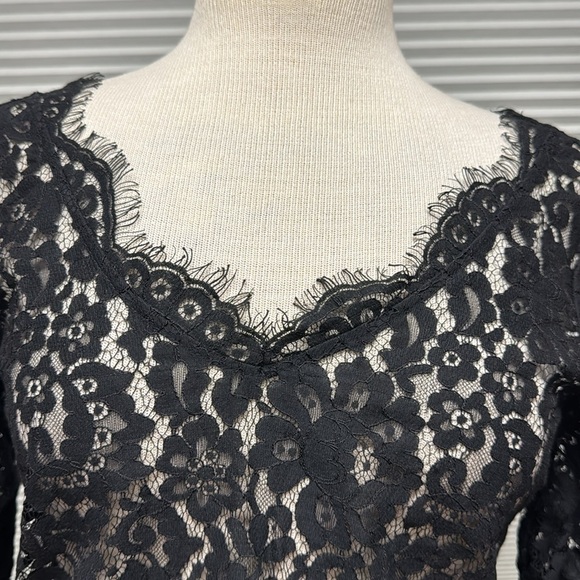 Joie Nevina Black Lace Scalloped Eyelash Trim Short Sleeve Top Blouse - Picture 6 of 14
